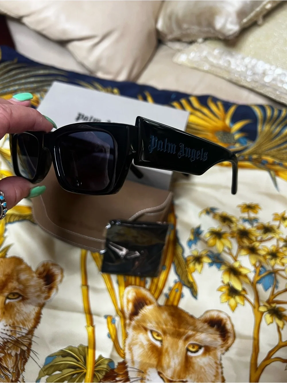 Palm Angels PERI002 PALM 1045 Black/Blue Sunglasses 53-19-145 Brand New Full Set